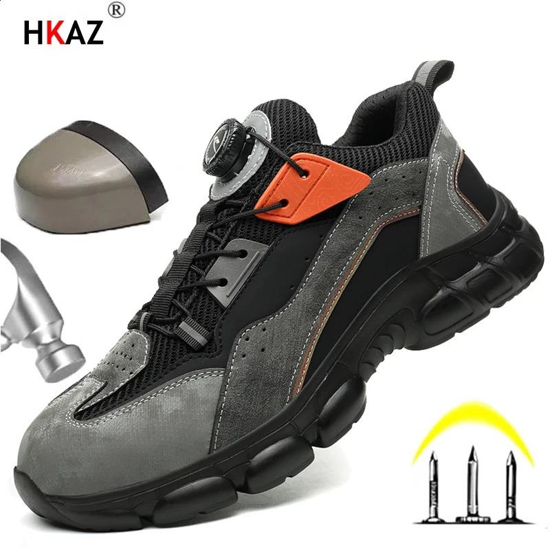 2025 new Rotating Button Safety Anti-smash Anti-puncture Work Fashion Sport Shoes Security Protective Boots Men 240904