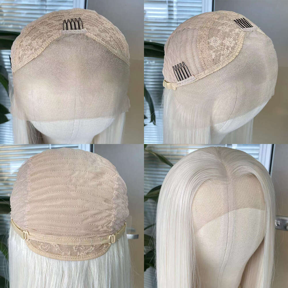 AIMEYA Platinum Blonde Long Natural Wave Wig Lace Front Wigs Heat Resistant Synthetic Daily Used Cosplay Hair