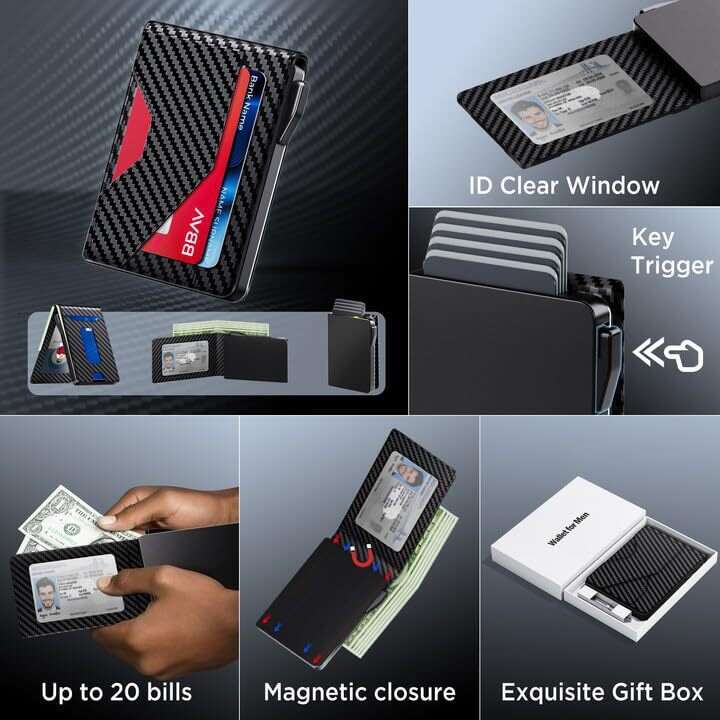 AMZZ Flip genuine leather soft carbon fiber zero wallet men's high-end feeling