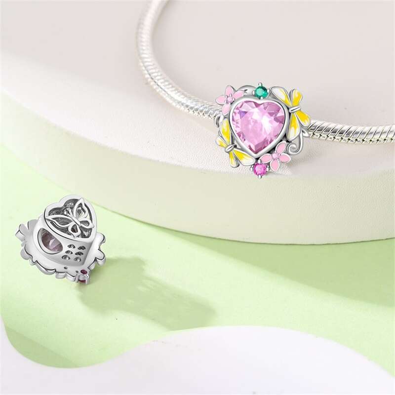 New 925 Sterling Silver wers Gem Butterfly Charms Beads Fit Original Bracelet DIY Warm Birthday Jewelry Gift