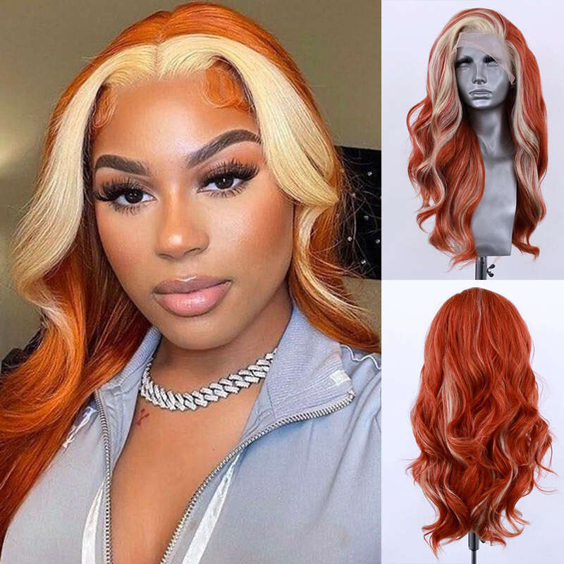 AIMEYA Sier Grey Body Wave Front Wigs For Women Natural Haire Highlighted Synthetic Lace Cosplay Wig