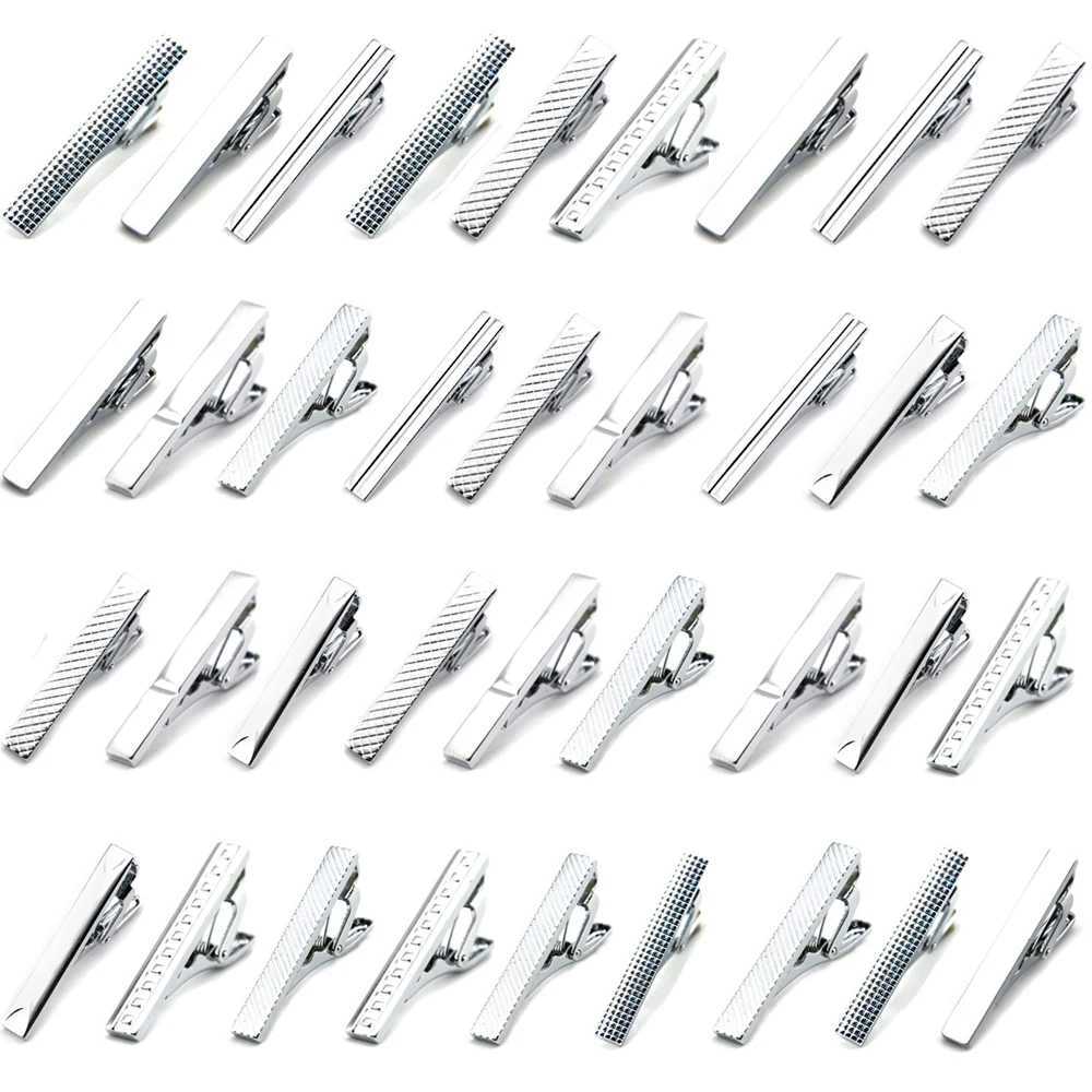 3-Pack Mens 4CM Tight Tie Clip Silver Stainless Steel Neck Buckle Pin BWTZF0022A W240914