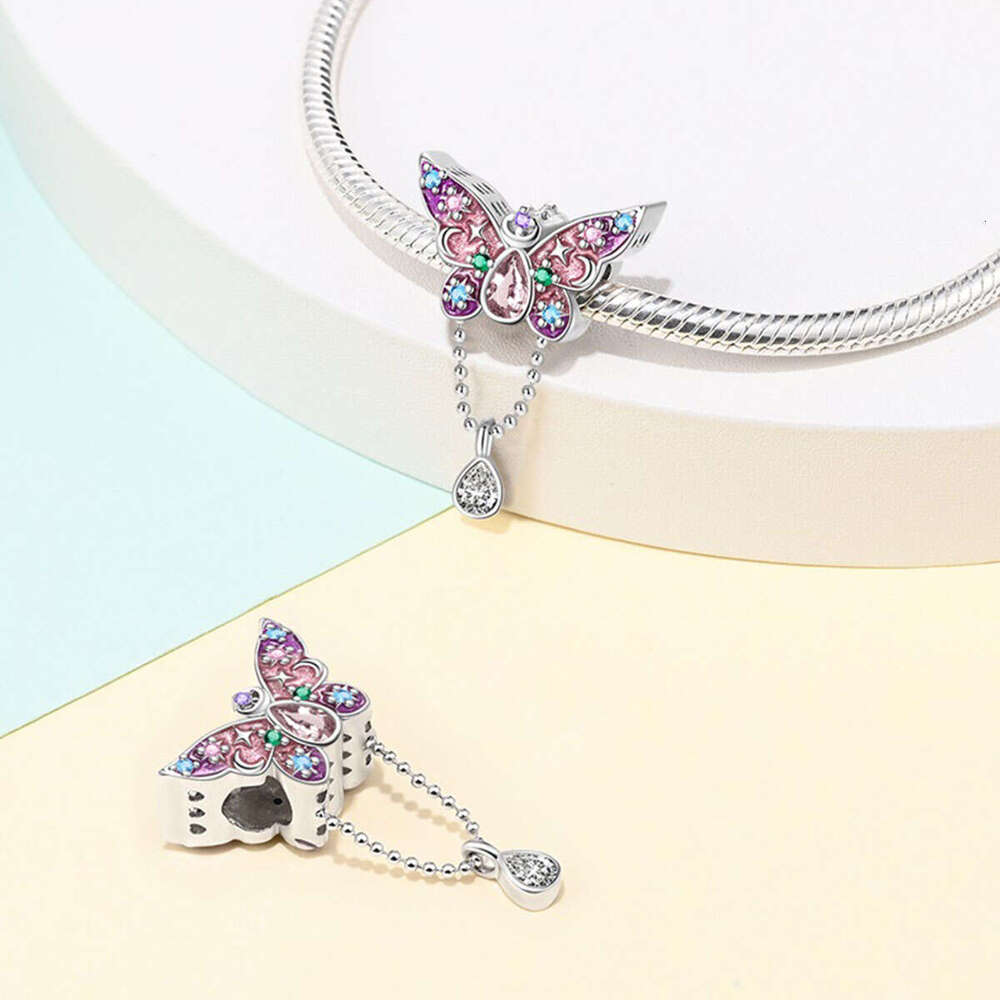 925 Sterling Silver Butterfly Tulip Iris wer Charms Beads Fit Original Bracelets Fine DIY Valentine Jewelry Gifts