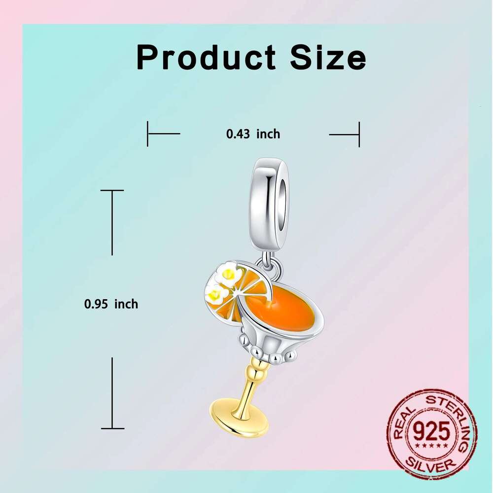 925 Sterling Silver Red wine bottle Donuts Beverage cup pendant Charms Beads Fit Original Bracelets Fine DIY Jewelry