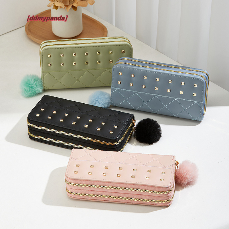 2024 New Women's Double Long Short Multi Card Korean Lingge Liuding Zipper Zero Wallet #9 ddmypanda