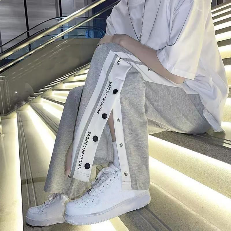 Buckle pants men's summer women's season thin buckle designer sports pants casual pants high street vibe loose Joker trend pants men and wom