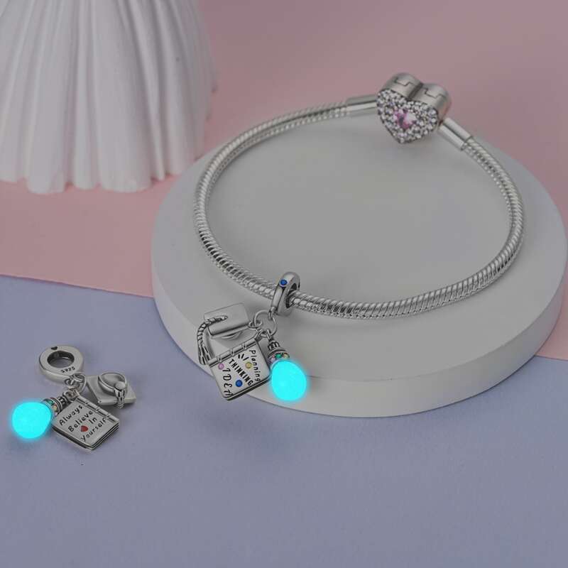 New 925 Sterling Silver Luminous Magic Fish Cat Mouse Family Charms Beads Fit Original Bracelets DIY Gifts for women jfine jewelry
