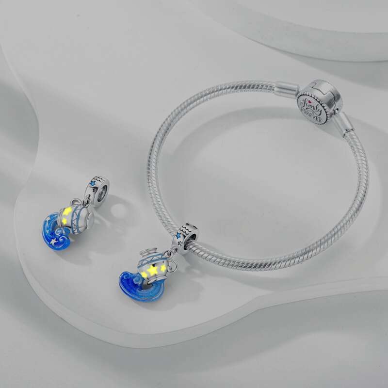 925 New Sterling Silver 12 Constellation Luminous Pendant Charm Bead Fit Original Bracelet for Women Making Gift DIY