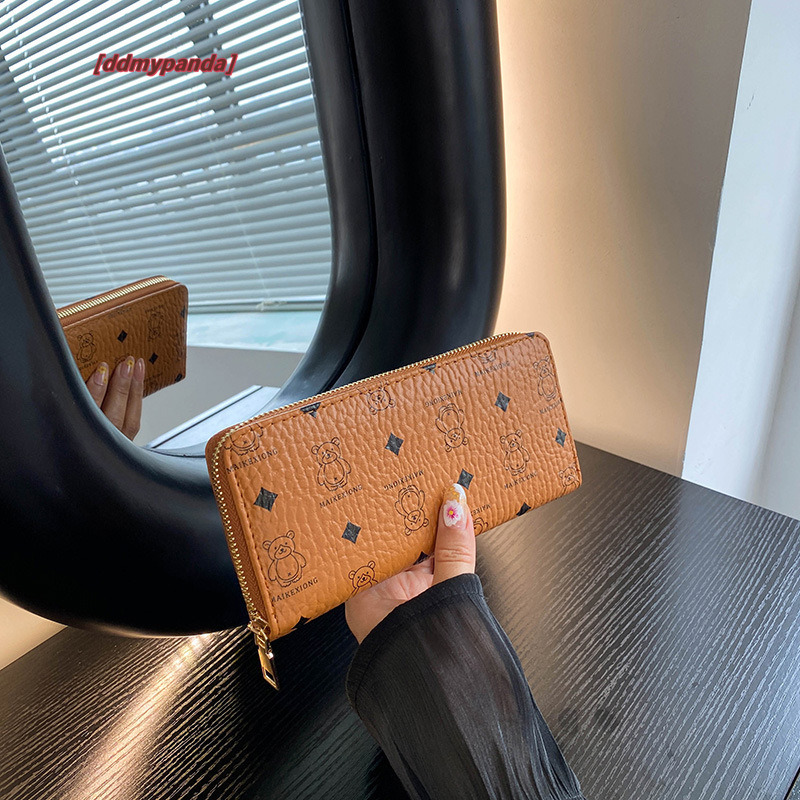 2024 New Han Chao Women's Wallet, Bear Print, Single Zipper, Multi Card Portable Travel Fashion Phone Bag #13 ddmypanda