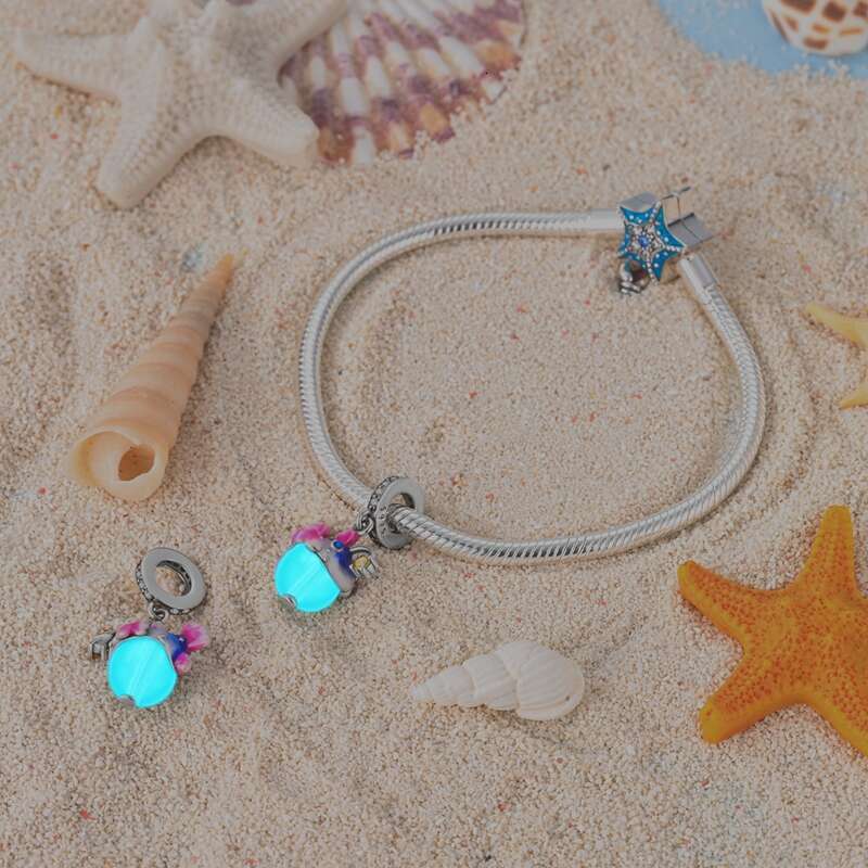 New 925 Sterling Silver Luminous Magic Fish Cat Mouse Family Charms Beads Fit Original Bracelets DIY Gifts for women jfine jewelry