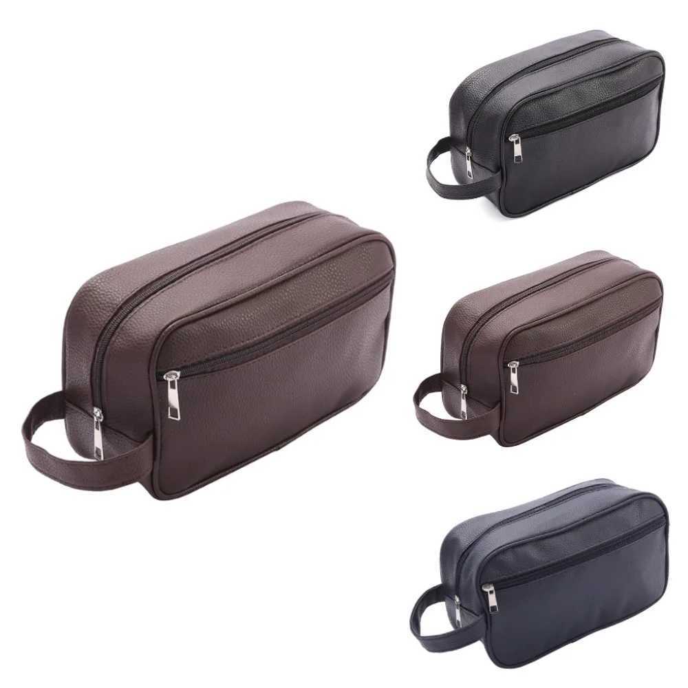 Men Waterproof Travel Toiletries Storage Bag PVC Lychee Pattern Cosmetic Bag Portable Makeup Organiser Male Zipper Handbags Z240914