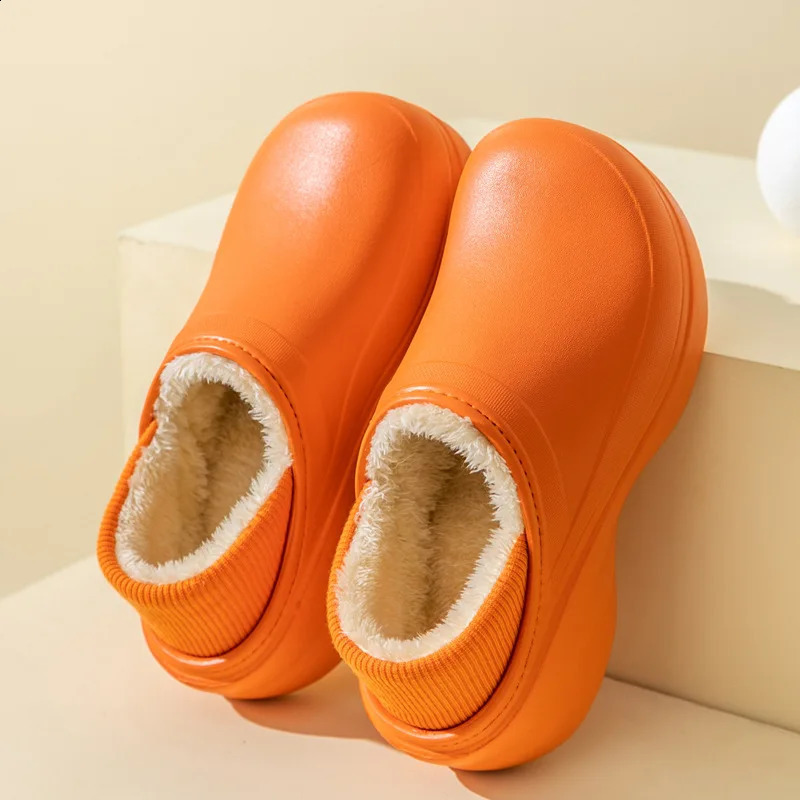Comwarm winter fur slippers for women warm soft thick sole plush and fluffy slippers for outdoor couples non slip cotton shoes 240914