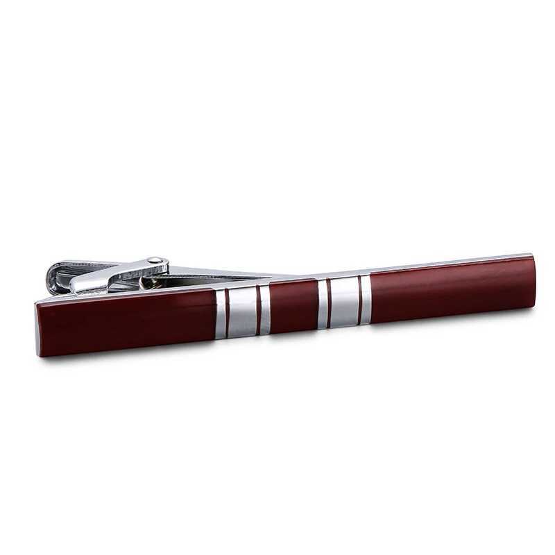 High quality mens and womens tie clips with square wine red enamel design metal tie accessories business jewelry gifts W240914