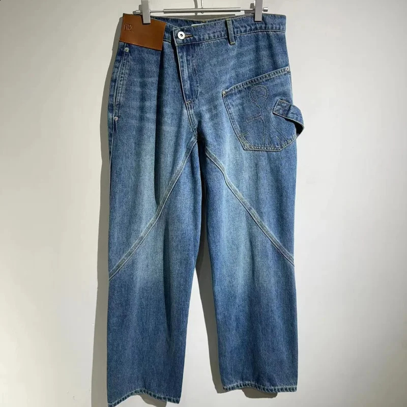 ss JW Vintage Patchwork Jeans Y2k Pants Casual Versatility Sweatpants Men Trousers Streetwear Clothing Clothes High Street 240909