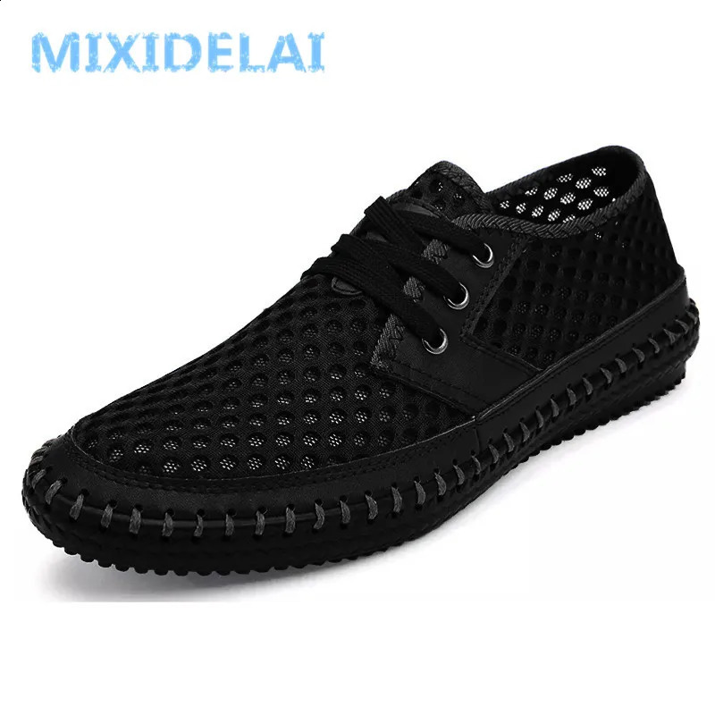 MIXIDELAI Big Size 38-48 Summer Breathable Mesh Men Casual Shoes For Comfortable Handmade Men Lace-Up Loafers Male Shoes 240909