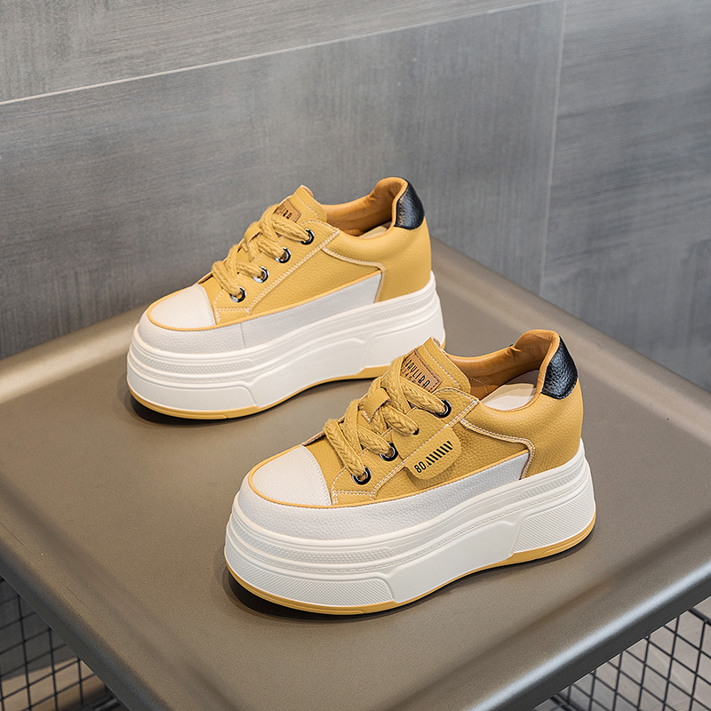 Retro 9cm Cow Suede Genuine Leather Women Vulcanized Platform Wedge Skate Boarding High Brand Heels Casual Stable Shoes