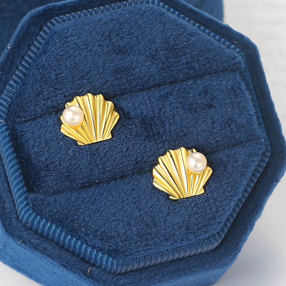 LAMOON Pearl 925 Womens Silver Jewelry Set Natural Freshwater Pearl Shell 14K Gold Plated Fine Summer Beach Jewelry V094 240906