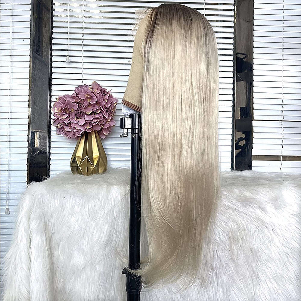 Ombre Blonde Glueless Straight Synthetic Lace Front Natural Haire With Baby Heat Friendly Human Hair Wig Daily Use