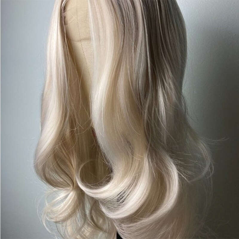 Light Hair Platinum Blonde Lace Front Long Wavy Synthetic Wig Heat Resistant Fiber 150% Women Daily Wigs
