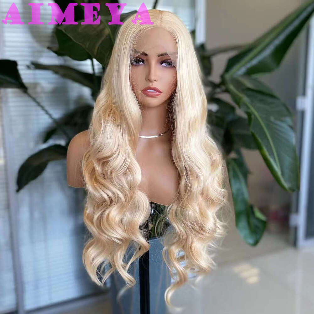 AIMEYA Long Body Wave Synthetic Natural Haire Lace Front Wig Daily Use Cospay Blonde Hair Heat Resistant
