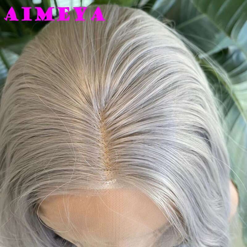 AIMEYA Ash Blonde Front Wig Long Body Wave Synthetic Lace Hair Natural Haire Heat Resistant Fiber Daily Use Cosplay Wigs