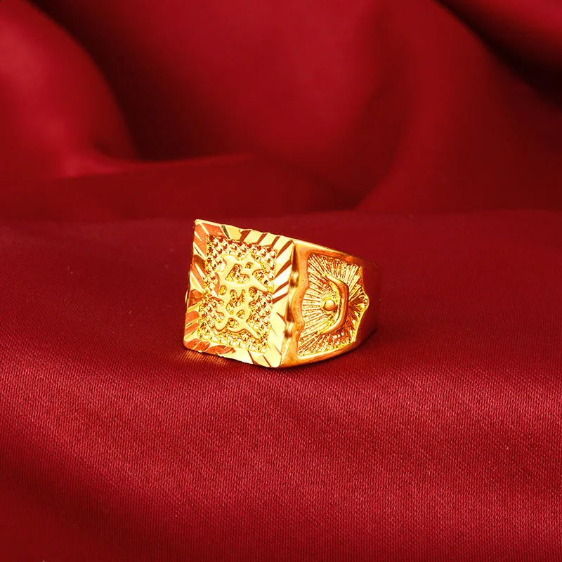 High quality AU999 gold ring rich mens 24K pure tycoon jewelry boss wealth gift 240912