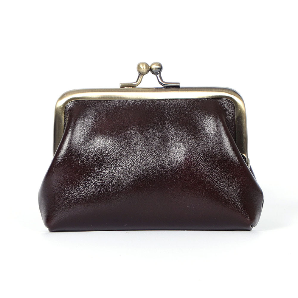 2024 New Change Head Layer Oil Wax Skin Mini Storage Mouth Gold Coin Bag Genuine Leather Zero Wallet