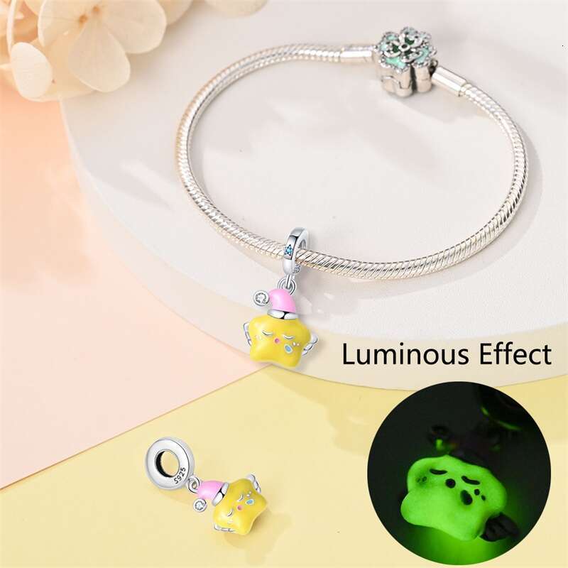 925 Sterling Silver Luminous Star Cute Animal Charms wers Plants Beads Fit Original Bracelets DIY Jewelry