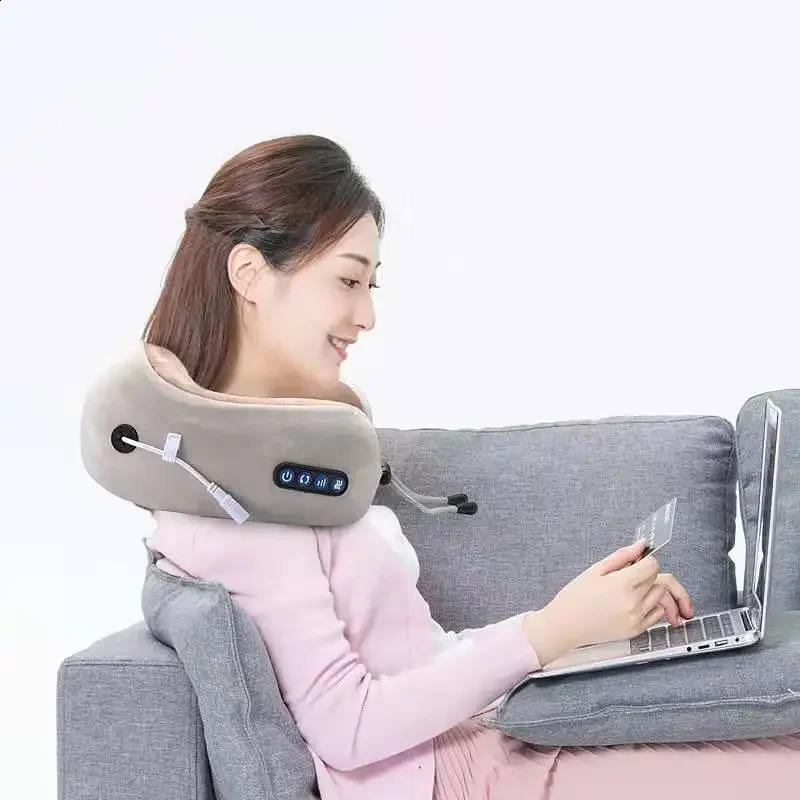 JYoucare Portable Electric U-shaped Neck and Shoulder Massage Pillow Thermal Vibrator Pinching Finger Pressure Massager Relieves Fatigue 240914