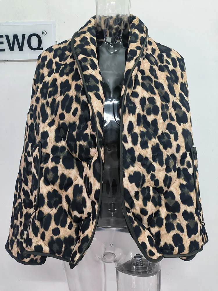 EWQ European Style Fashion All Match Cardigan Leopard Print Jacket Loose Casual Top Coat Women 2024 Spring Autumn 16U7408 240910