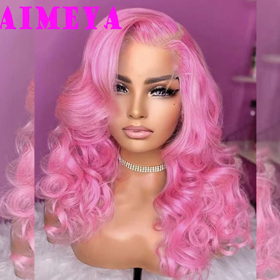 Body Wave Fashion Lace Front Wigs For Women Synthetic Pink Wig Natural Haire Heat Resistant Fiber Hair Daily