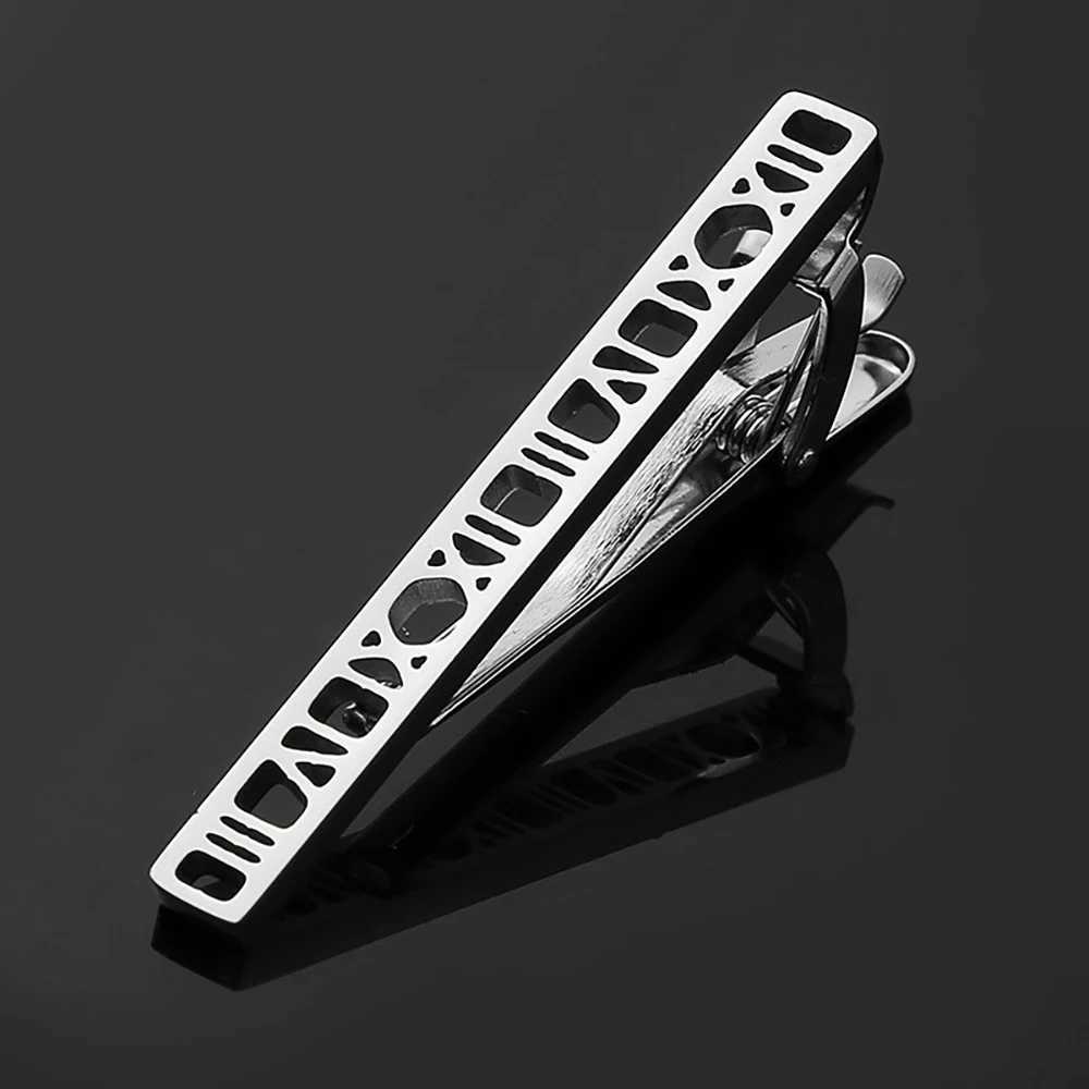 Classic mens geometric hollow outer metal gold black collar clip with stainless steel clip for party and wedding clip accessories W240914