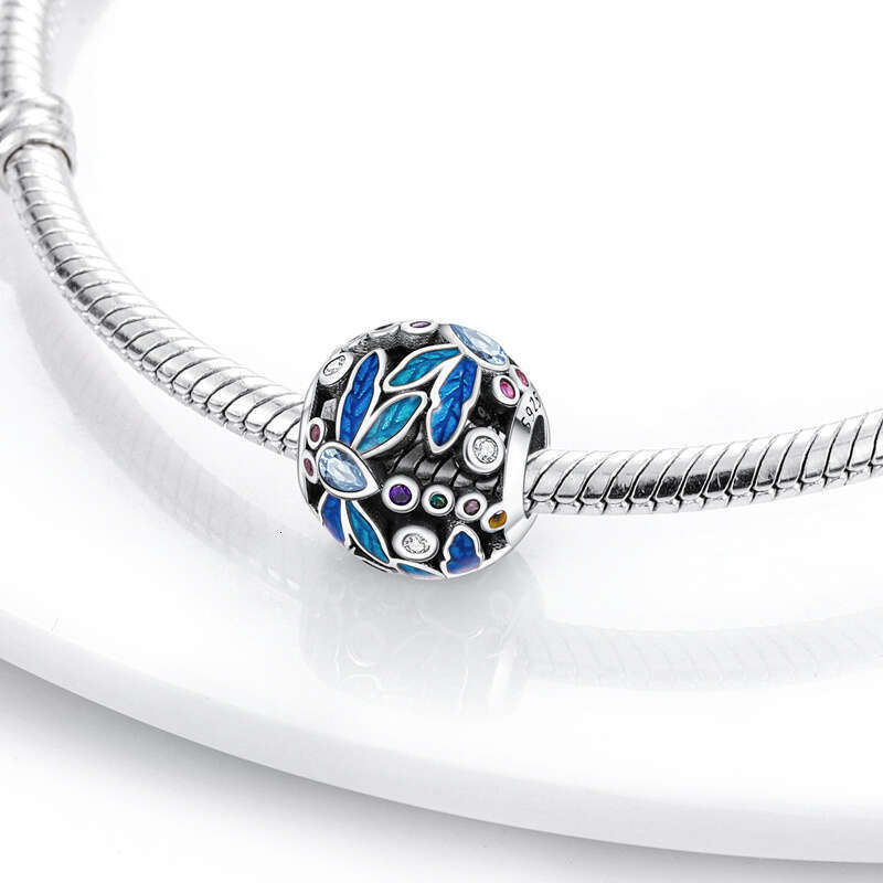 925 Sterling Silver Green Butterfly wer Dragoy Fit Original Pulsera Enamel Charms Pendants DIY Jewely Making Gifts