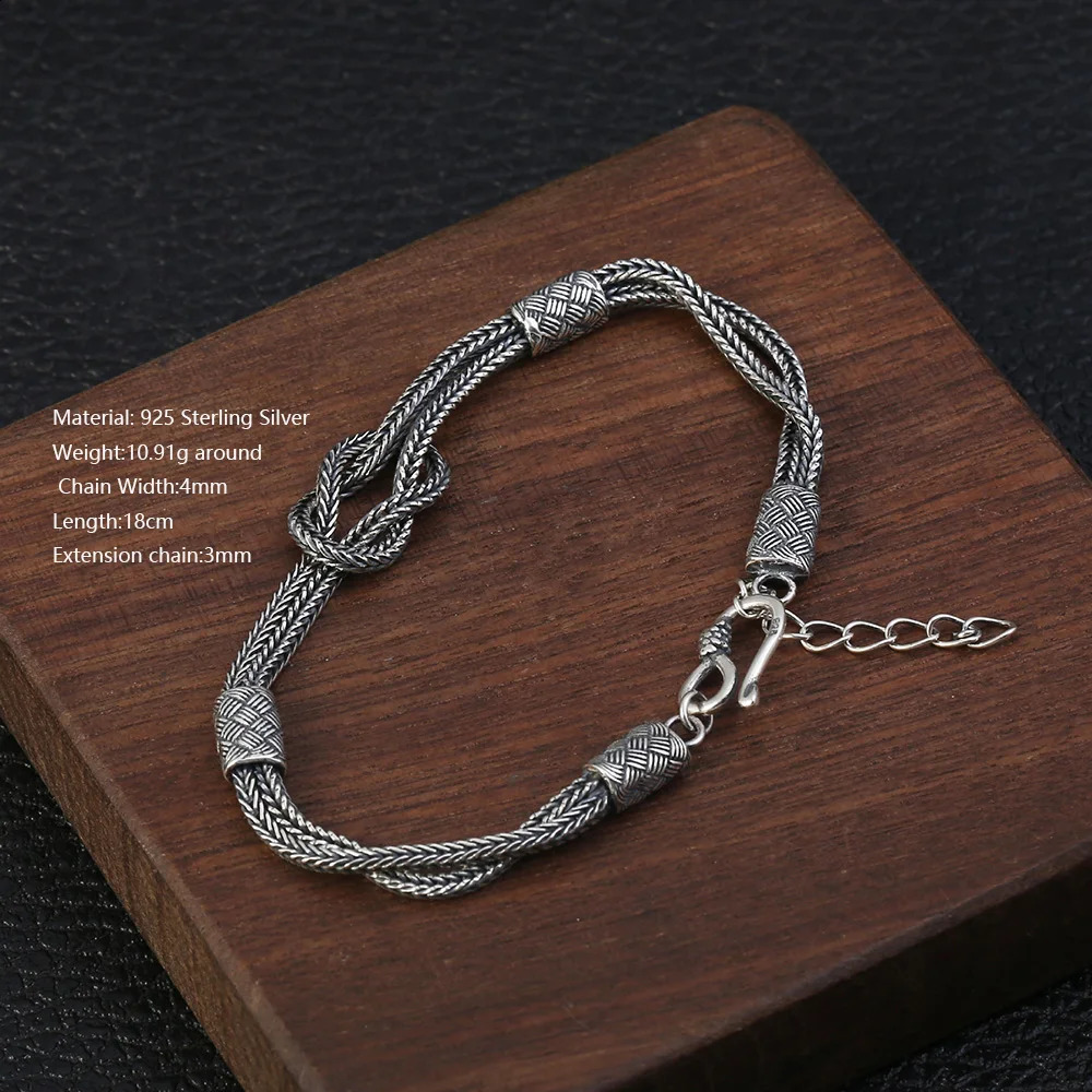 Woven knot bracelet handmade Viking jewelry truly pure 925 sterling silver for men and women ww 240919