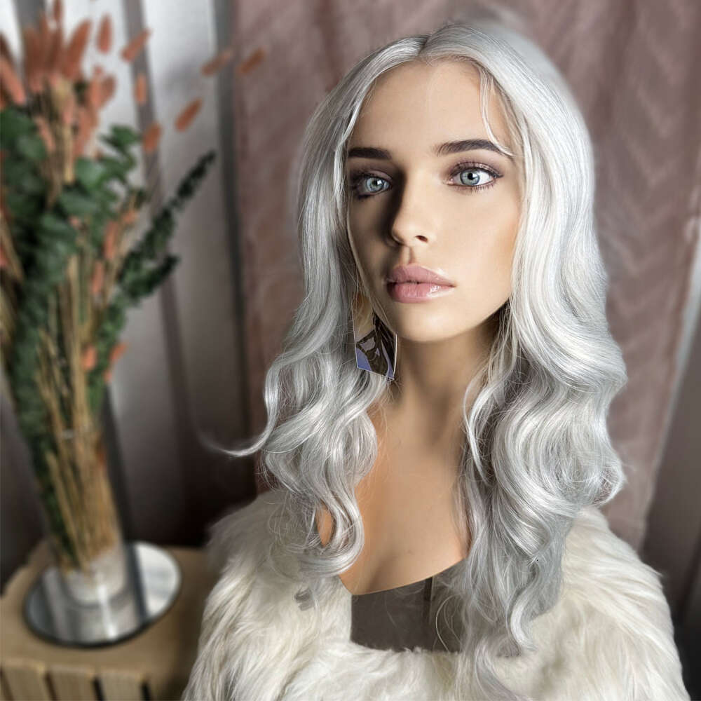Sier Blonde Loose Curl Hand Tied Lace Front Heat Resistant Synthetic Wig Natural Haire Daily Use For Women