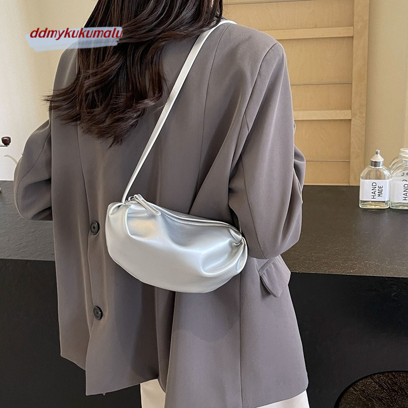 Single shoulder Korean version pleated cloud silver niche design backpack large capacity commuting casual versatile bag for women H724#22 da133