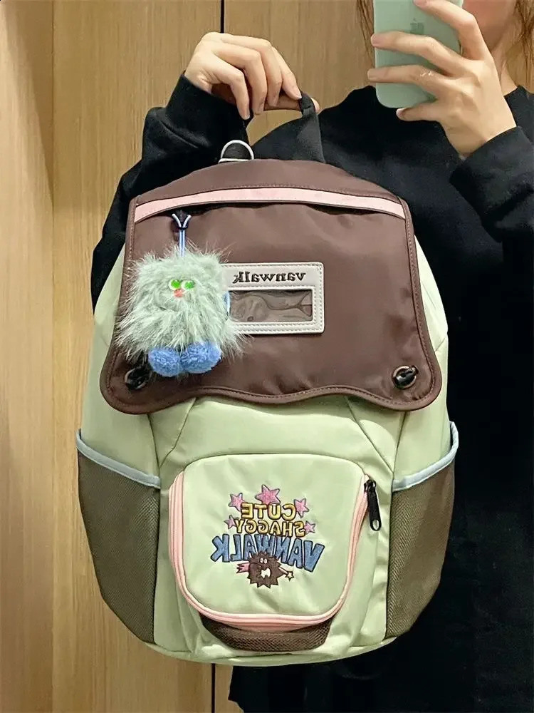 Korean original Preppy Style Contrasting Colors All Match Sweet School Bag high-capacity student backpack 240912