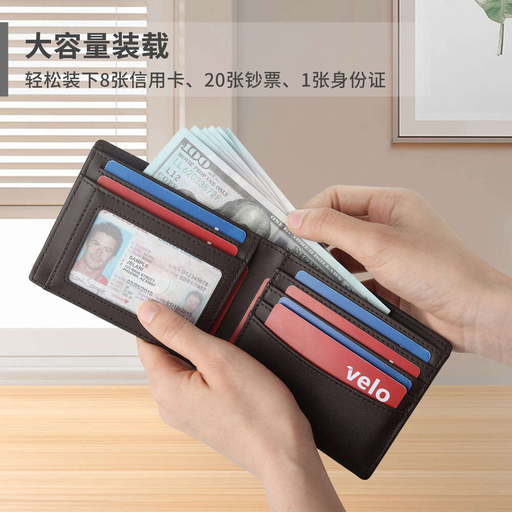 AMZZ Two Fold Open Genuine Leather, Soft Cowhide Wallet, Men's High-End Feeling 31