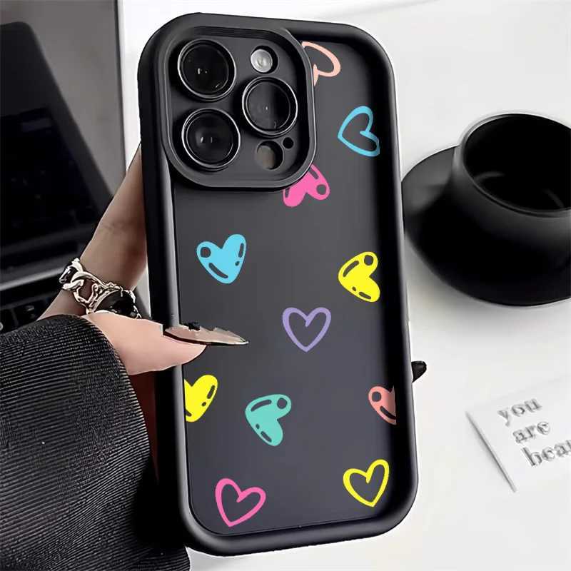 Cute Little Love Heart Phone Case For iPhone 14 Case iPhone 11 13 12 15 16 Pro Max X XS XR 7 8 Plus SE Soft Silicone Cover P240914