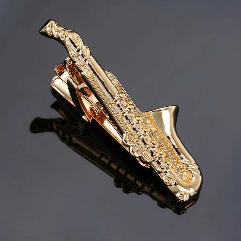 Mens tie clip made of laser bar saxophone material cross design business suit workwear tie clip W240914