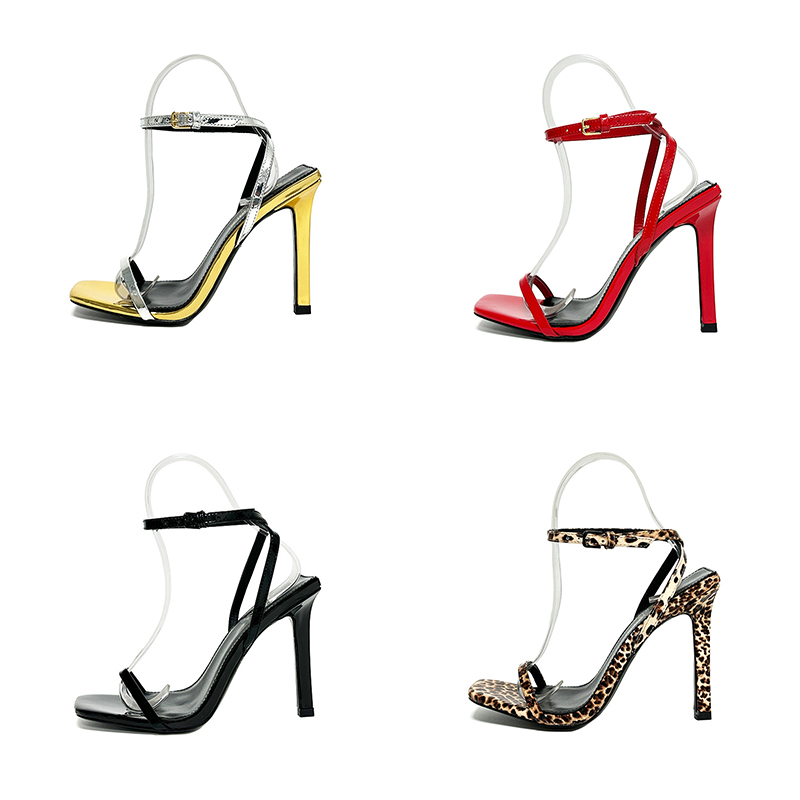 luxury high heels sandals genuine leather designer slippers Black and Gold Wedding Dress Classics shoes with box size 35-42