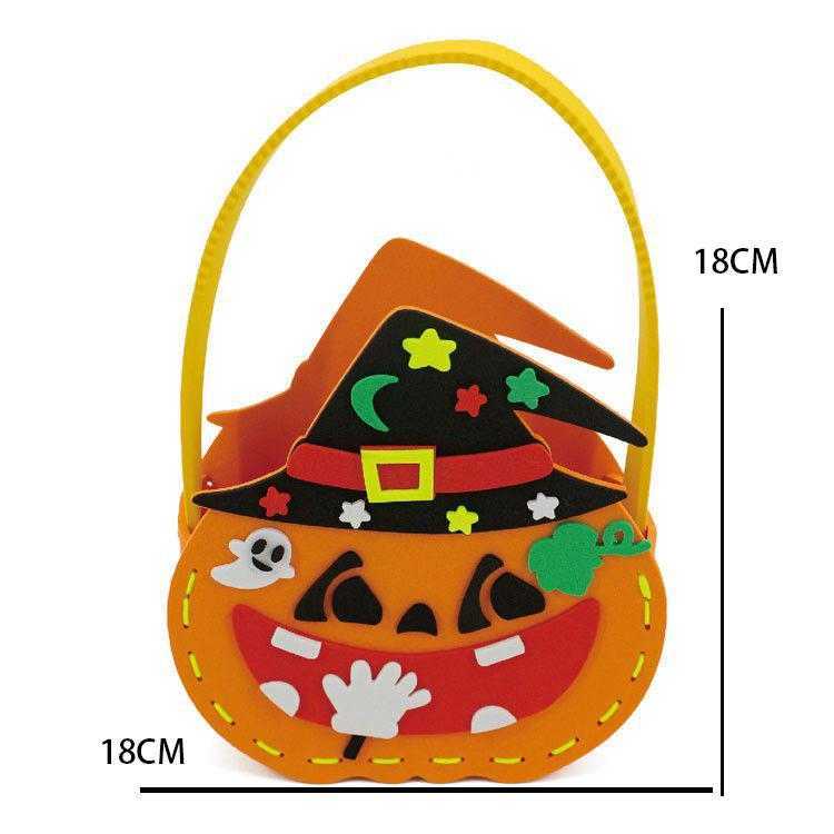CMM Halloween Pumpkin Lantern Sugar Bag Handheld Basket Ghost Festival Decoration Diy Handmade Golden Wings Toy Bulk