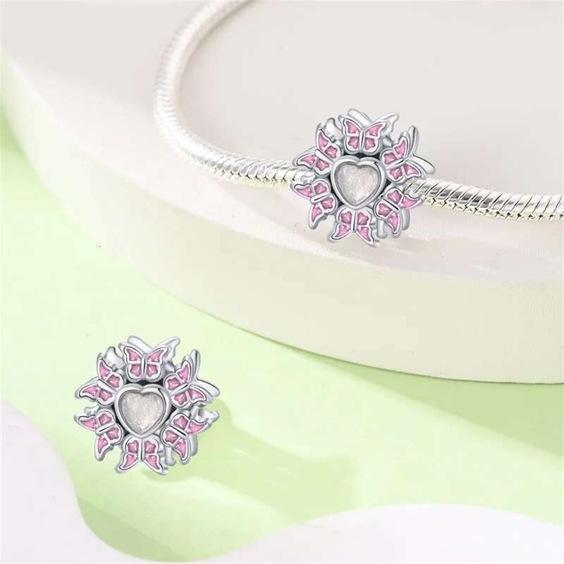 S925 925 Sterling Silver Classic Purple Retro Heart Shape Lotus Angel Pattern Charms Beads Fit Original Bracelets DIY Jewelry