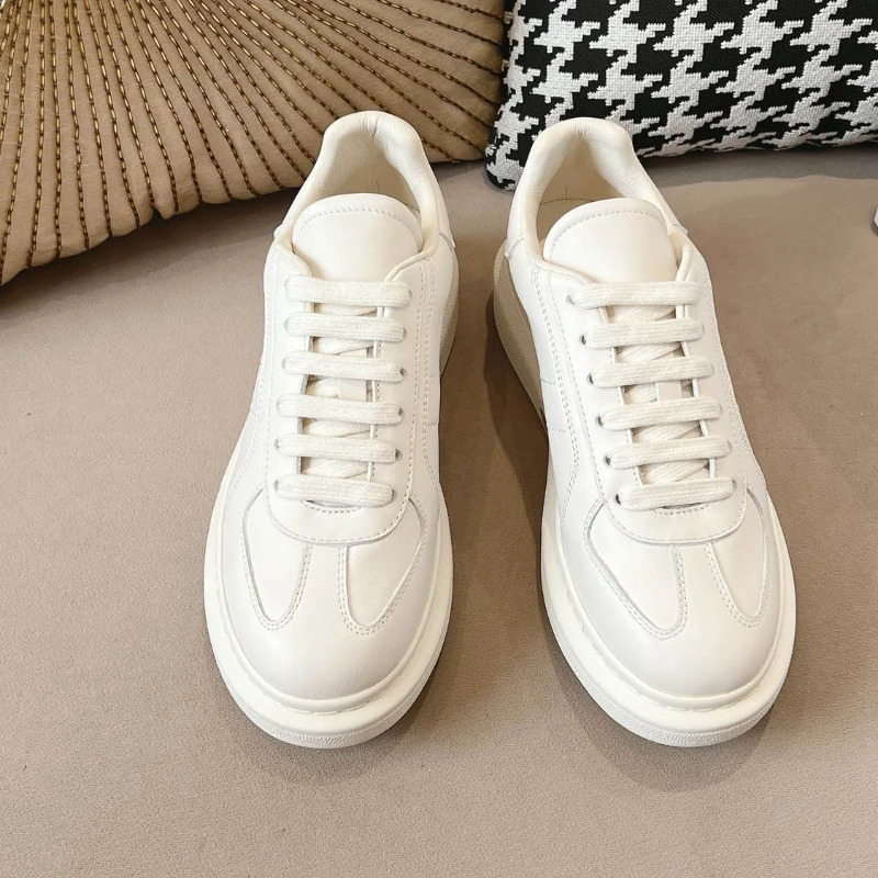 2024 Unisex Cowhide Thick Soled Casual Women's All Genuine Leather Sports Men's Shoes sneakers