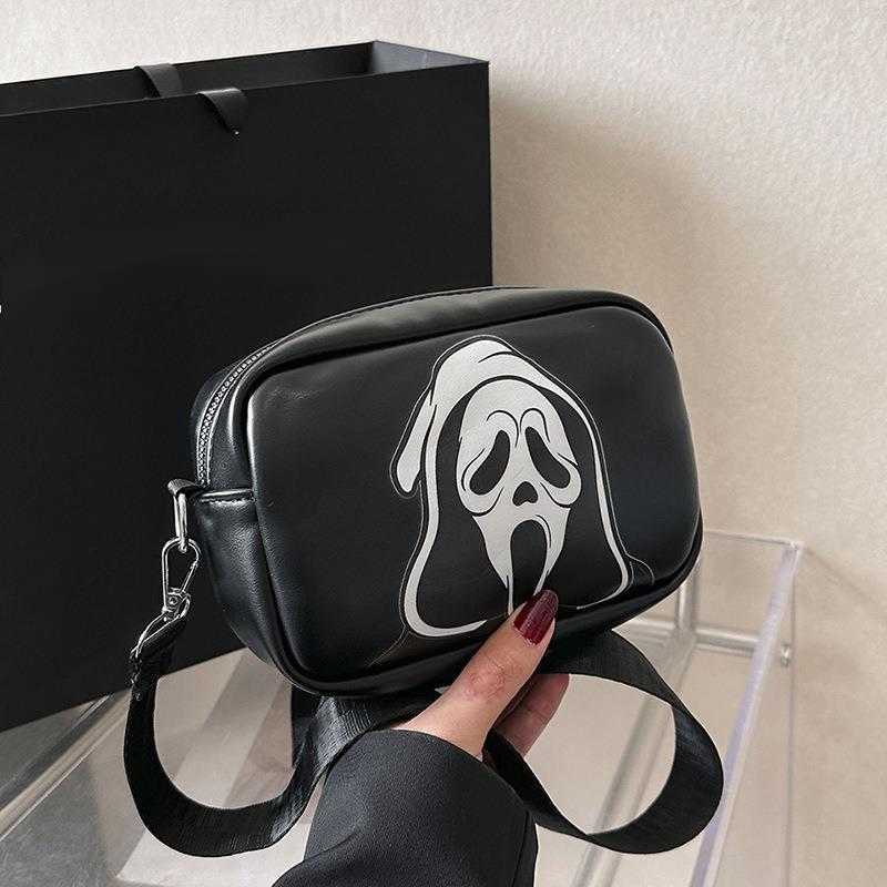 CMM Halloween Funny Skeleton Single Shoulder Bag Womens Trendy and Personalized Small Square Bag Collection Casual Womens Bag
