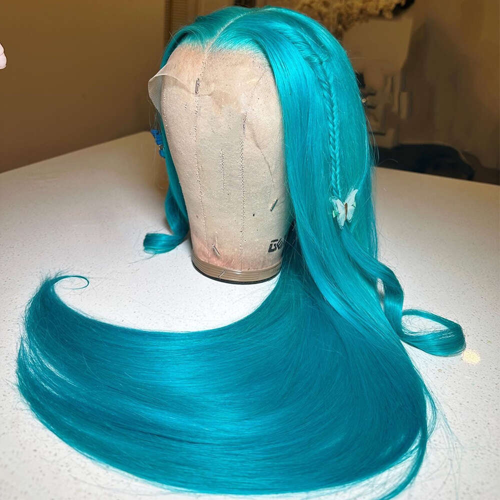 30Inch Long Synthetic Heat Resistant Firber Straight Lace Front 10% Human Hair Cosplay Wig Glueless For Women