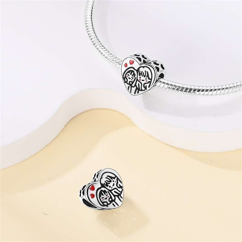 925 Sterling Silver Heart Dog Warm Family Charms Beads Fit Original Bracelets Fine DIY Mother's Day Jewelry Gifts
