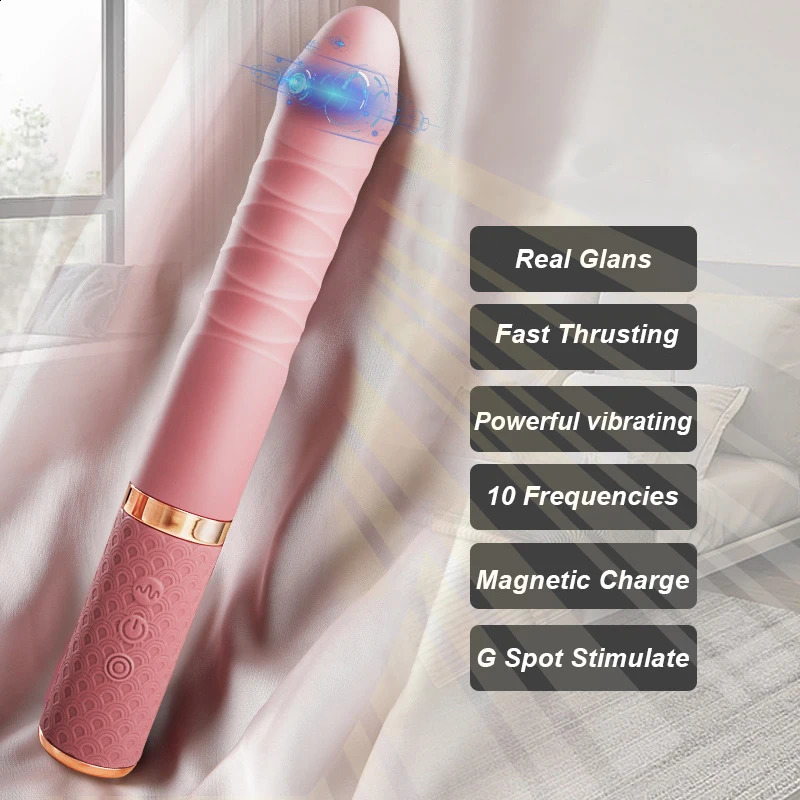 Telescopic G Spot Dildo Vaginal and Clitoral Stimulus Vibrator Female Stick Toy Adult 18 Masturbation Sex Machine 240914
