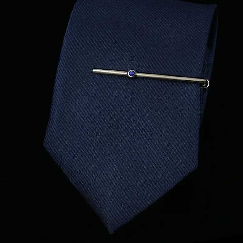 Luxury mens zircon slim tie clip rose gold solid color crystal new mens high-end fashion wedding necklace W240914
