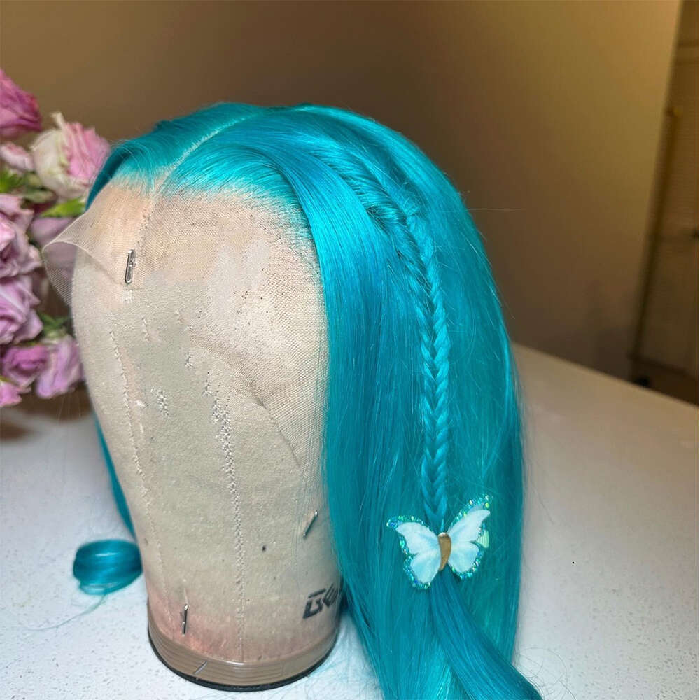 30Inch Long Synthetic Heat Resistant Firber Straight Lace Front 10% Human Hair Cosplay Wig Glueless For Women
